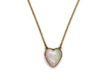 Victorian Opal Heart Pendant Necklace
