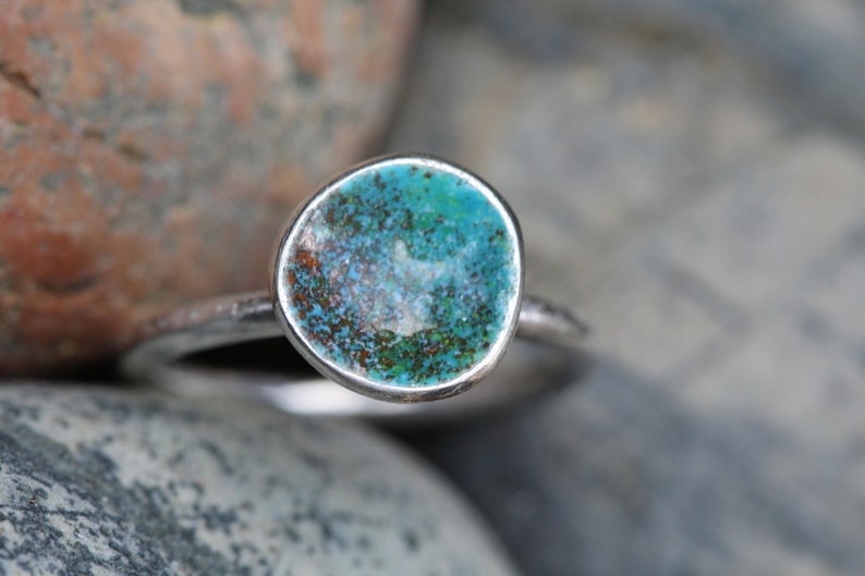 Turquoise Ring, Silver Enamel Jewellery, Coral Nature Inspired, The Sea and Me, Green and Blue, Ocean Lover image 2