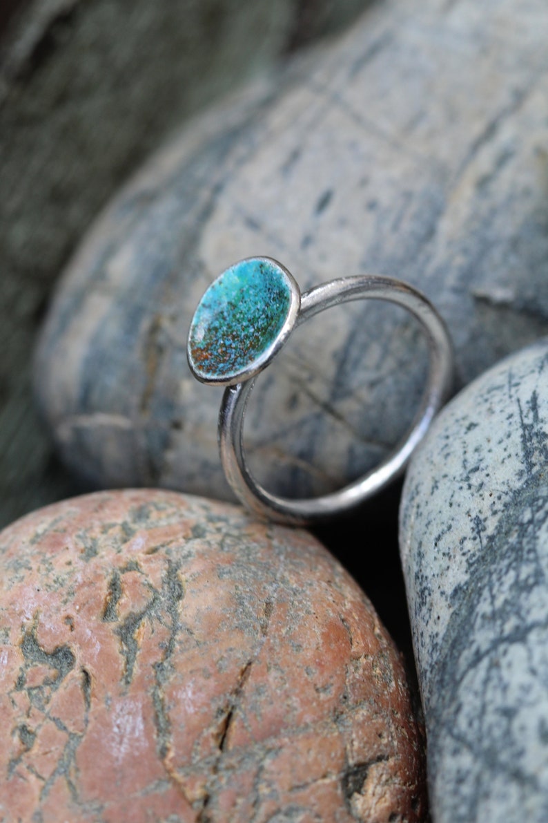 Turquoise Ring, Silver Enamel Jewellery, Coral Nature Inspired, The Sea and Me, Green and Blue, Ocean Lover image 6