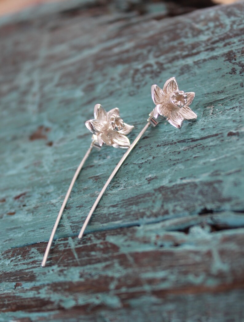 Daffodil Earrings Silver Flower Earrings Spring Jewellery Etsy Israel