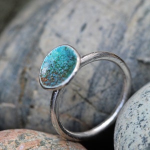 Turquoise Ring, Silver Enamel Jewellery, Coral Nature Inspired, The Sea and Me, Green and Blue, Ocean Lover image 5