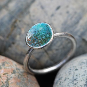 Turquoise Ring, Silver Enamel Jewellery, Coral Nature Inspired, The Sea and Me, Green and Blue, Ocean Lover