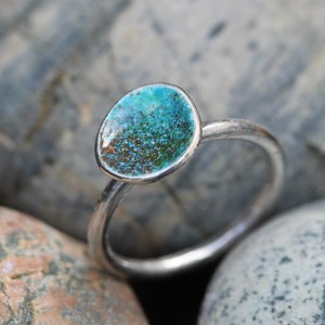 Turquoise Ring, Silver Enamel Jewellery, Coral Nature Inspired, The Sea and Me, Green and Blue, Ocean Lover image 1