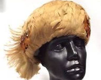 Ladies Vintage 50's 60's Pheasant Feather Hat, Feather Hat, Vintage Hat, Ladies Hat,Valentines