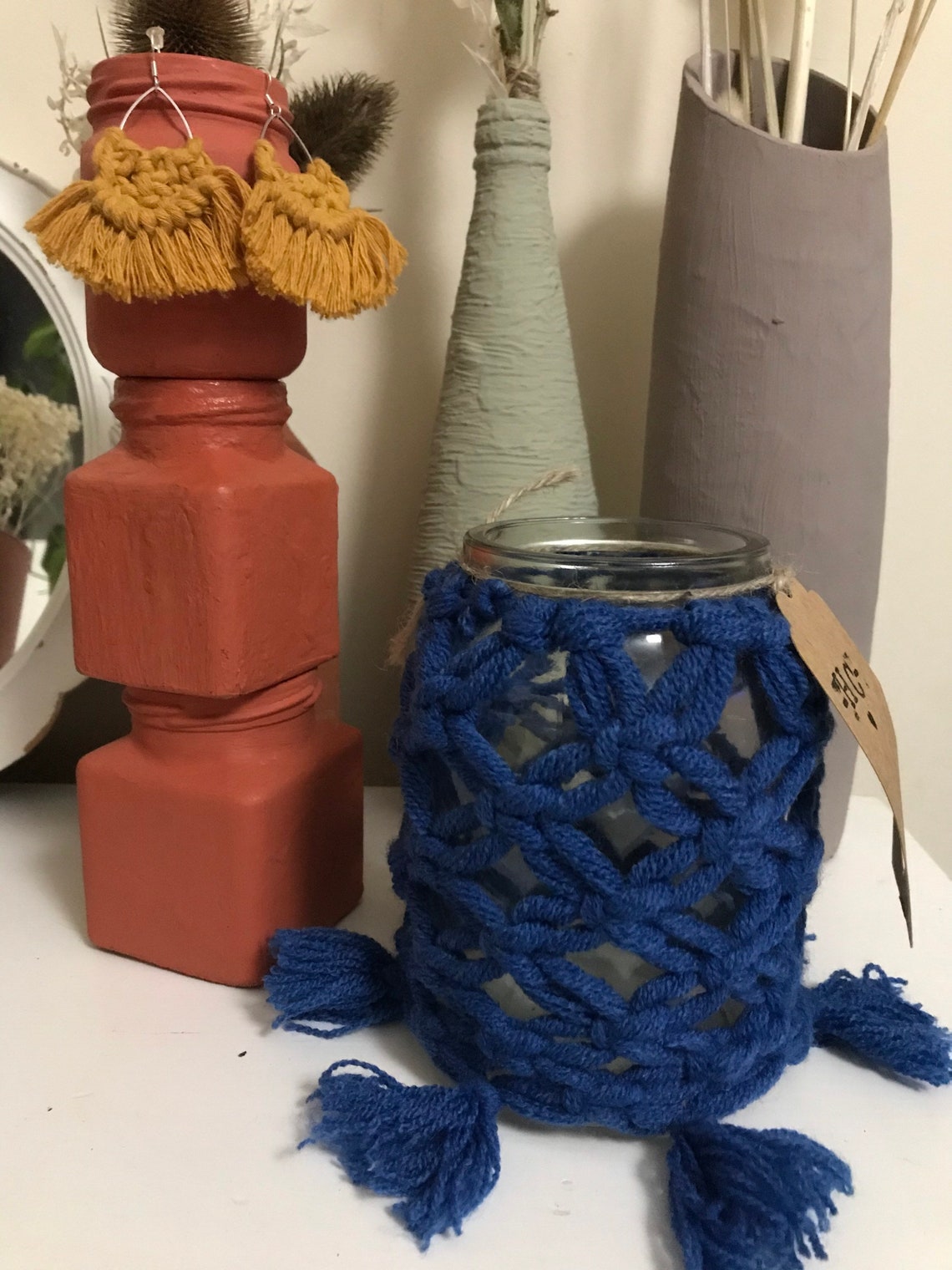 Macrame Candle Holders Candle Holders Hans Crafted Decor Etsy