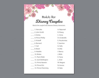 Disney Couples Match Game Famous Couples Match Printable | Etsy