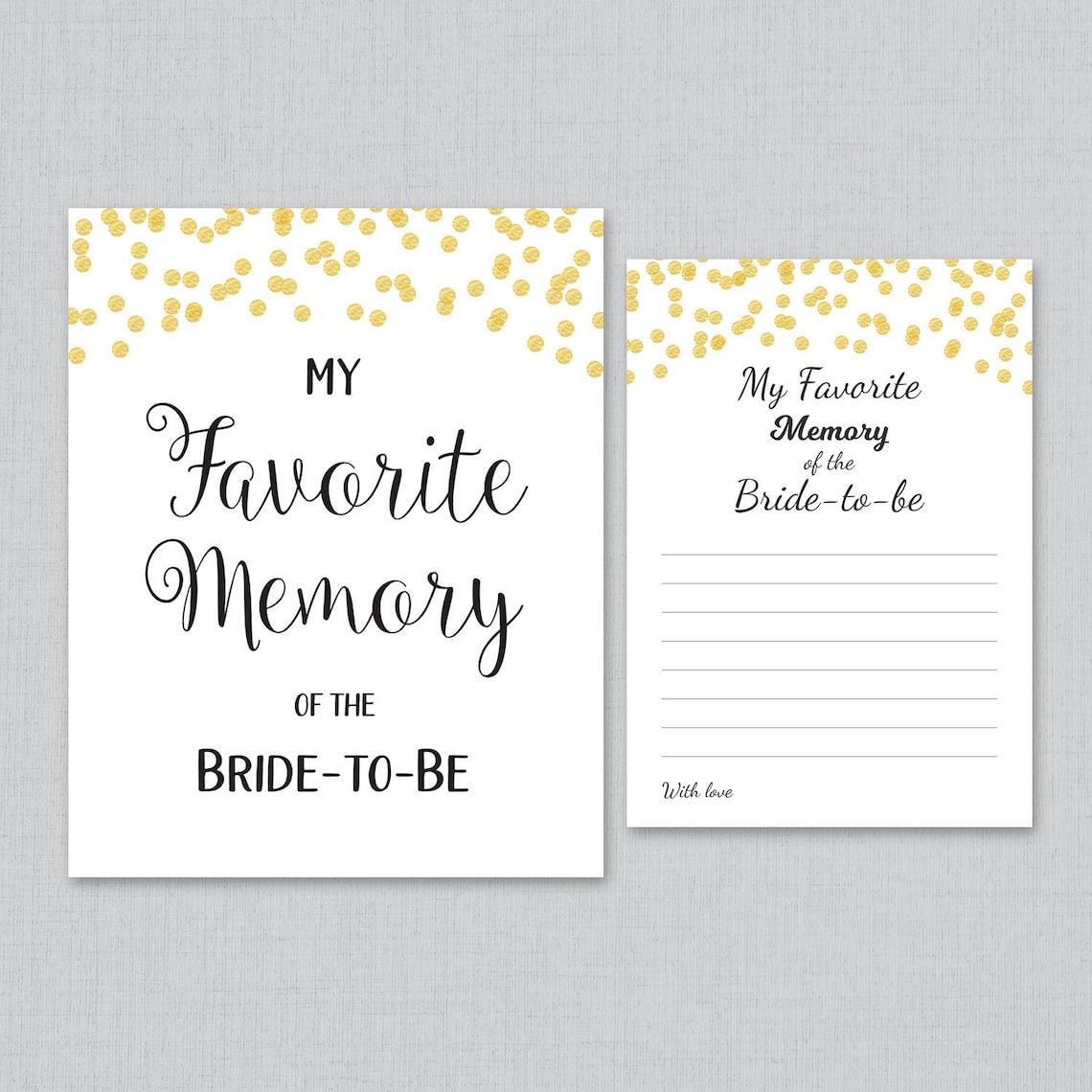 My Favorite Memory of the Bride Printable Card Gold Confetti - Etsy