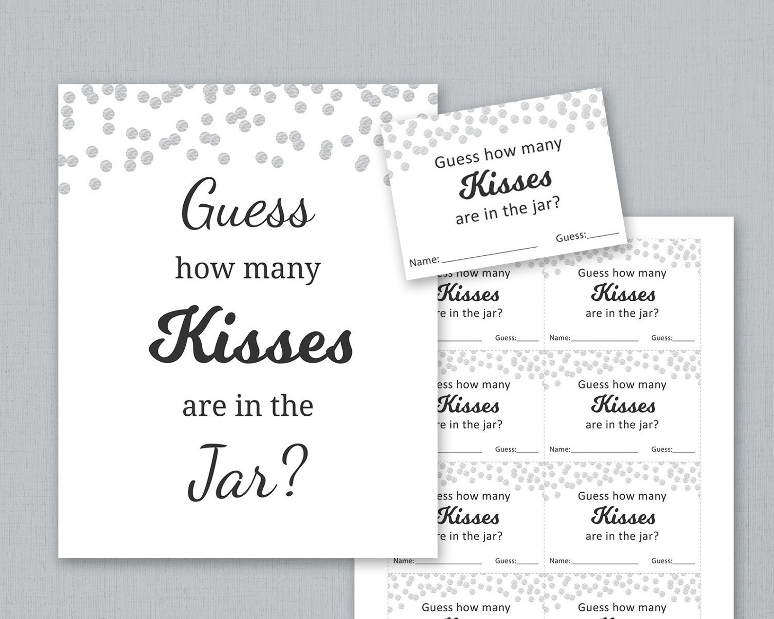 Guess How Many Kisses Are in the Jar Bridal Shower Printable - Etsy