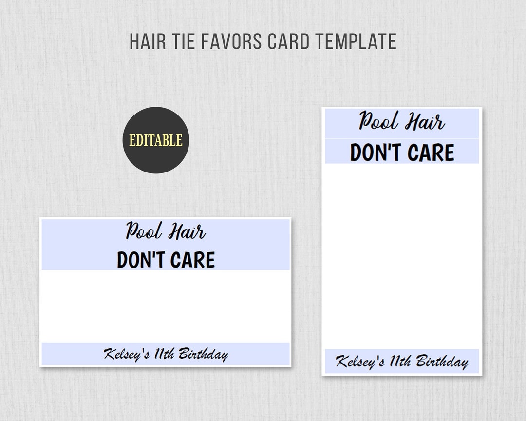 Editable Hair Tie Favors Card Template, to Have and to Hold Your Hair ...