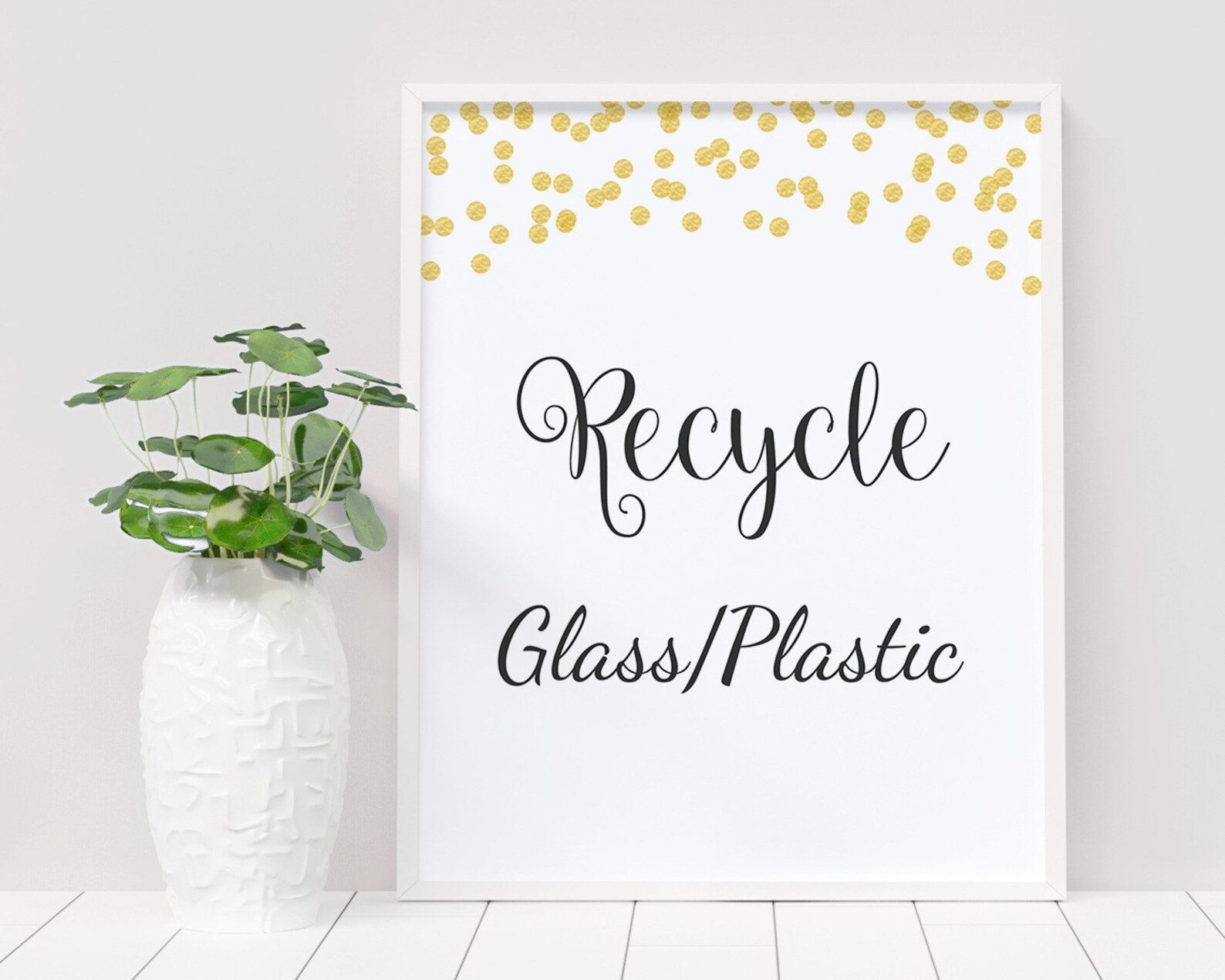 Recycle Sign, Recycle Glass Plastic Bottles, Paper Cups, Let's Recycle Printable, Wedding Shower ...