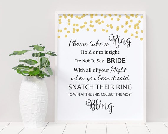 Ring Game Printable A008 Don't Say Bride Don't Say Wedding Cinderella ...
