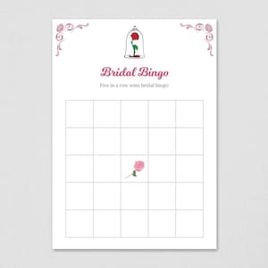 Tarjetas de juego de bingo de despedida de soltera, cuento de hadas, La Bella y la Bestia, Érase una vez, despedida de soltera, juegos de despedida de soltera, boda, A009