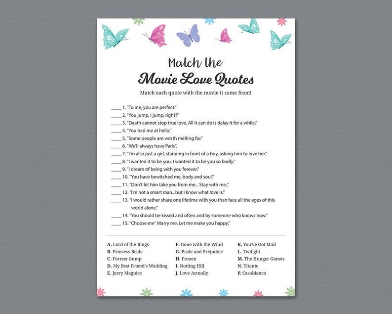Butterfly Movie Love Quotes Multi Colored Butterflies Bridal Etsy