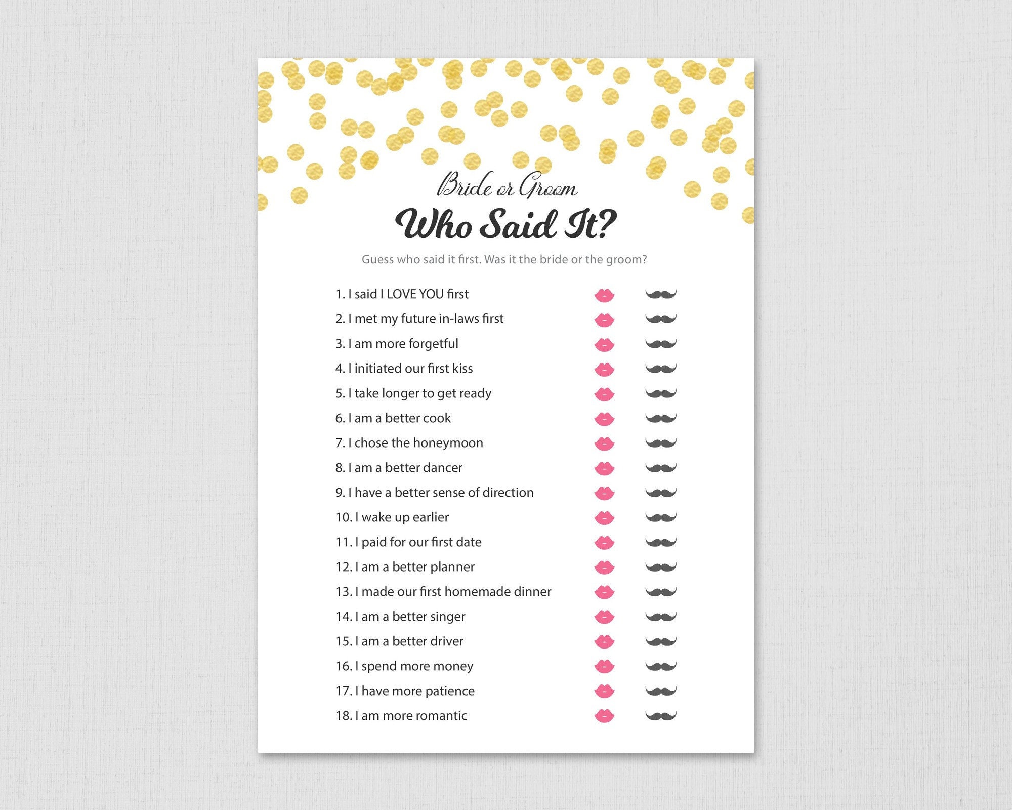 Guess Who Said It Bridal Shower Games Question Game Bride Finland 