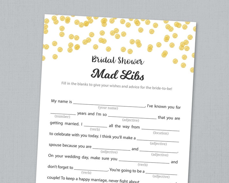 Bridal Shower Nuts Libs Match Printable, Gold Glitter Confetti Bridal Nuts Libs, Immediate Down load, Bride Tips Card, Marriage Shower, A001 photograph regarding Bridal Shower Mad Libs Free Printable named Bridal Shower Outrageous Libs Video game Printable, Gold Glitter Confetti Bridal Nuts Libs, Prompt Down load, Bride Information Card, Wedding day Shower, A001