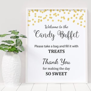 Candy Buffet Sign, Printable Candy Bar Sign, Gold Confetti Table Sign, Grab a Treat Sign, Baby Shower, Bridal Shower Decor, A001