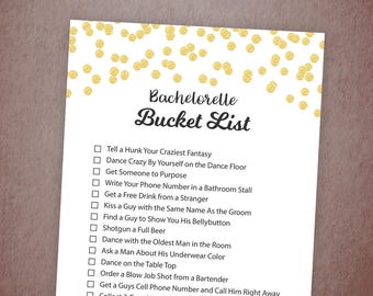 Bachelorette Party Bucket List Game Printable, Gold Confetti Bridal Shower Games, Bachelorette Game, Scavenger Hunt, Instant Download, A001