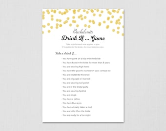 Bachelorette Drink If Game, Gold Confetti Drinking Game, Bachelorette Games, Bridal Shower, Wedding Shower, Hen Party Game, Take a Sip, A001