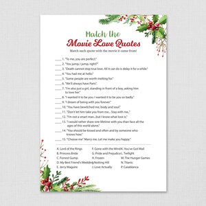 Hawaiian Wedding Shower Match the Romantic Movies Trivia Tropical Leafs Movie Love Quote A007 Movie Love Quote Famous Movie Dialog
