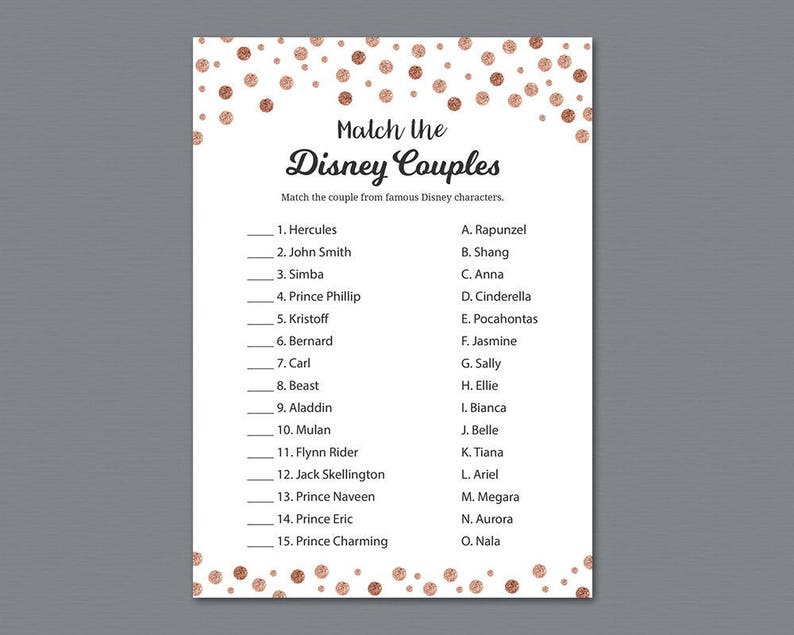 Rose Gold Disney Partners Game Match Printable, Recreation The Disney Partners, Renowned Partners Sport, Fast Obtain, Wedding day Shower Online games, A008 graphic relating to Printable Match Game named Rose Gold Disney Partners Game Activity Printable, Sport The Disney Partners, Renowned Partners Game, Prompt Down load, Wedding day Shower Online games, A008