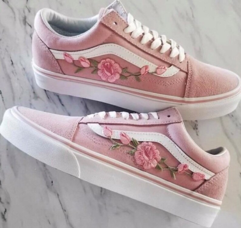 vans with embroidered roses