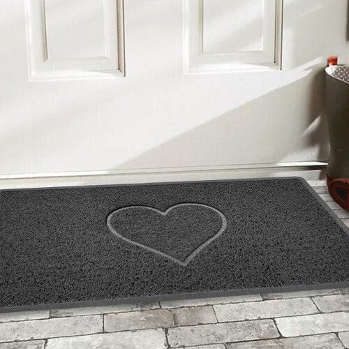 HEART Door Mat in Dark Grey Entrance Floor Mat Etsy UK