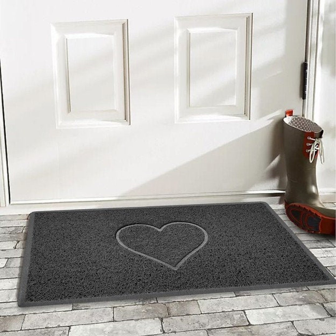 HEART Door Mat in Dark Grey Entrance Floor Mat Etsy UK