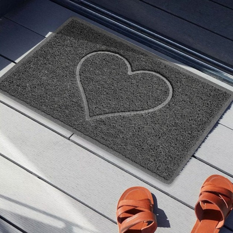 HEART Door Mat in Dark Grey Entrance Floor Mat Etsy UK