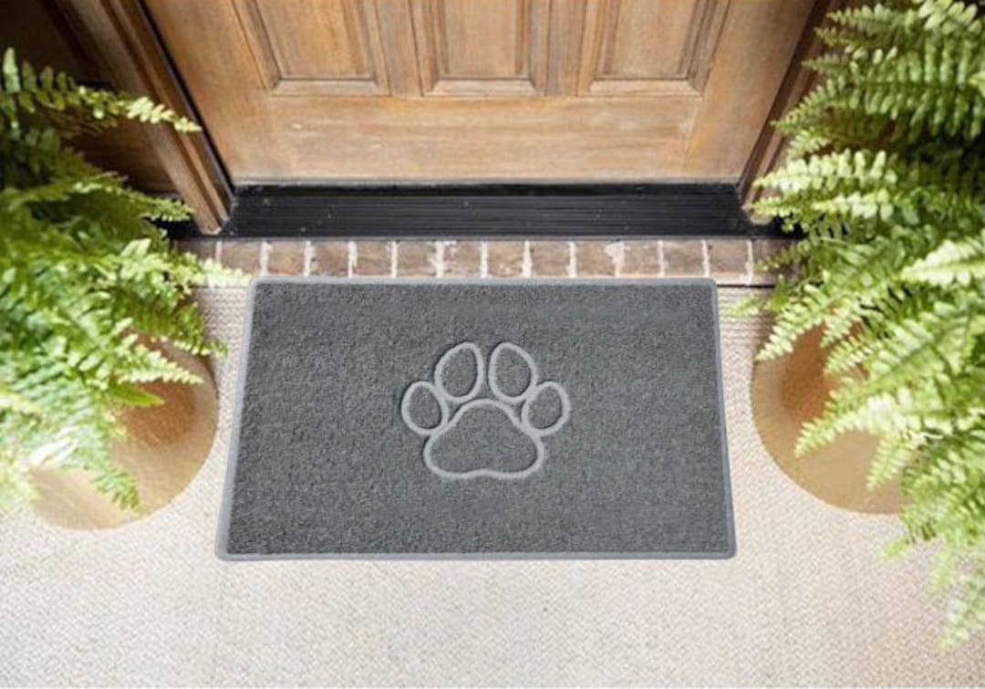Striped Pink Paw Door Mat