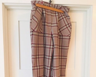 1970s disco plaid bell bottom flare pants size 16
