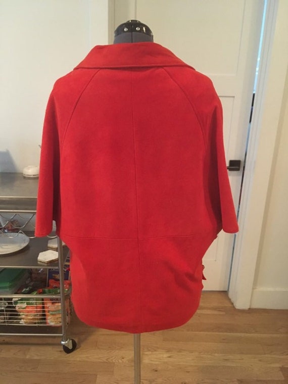 Beautiful MOD 60s suede brick red cape poncho S M… - image 2