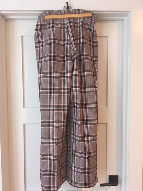 1970s disco plaid bell bottom flare pants size 16 - image 2