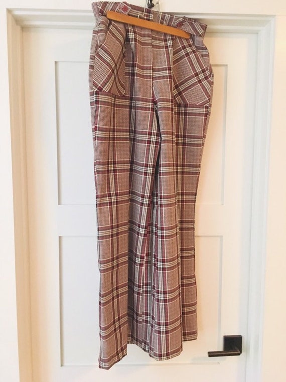 1970s disco plaid bell bottom flare pants size 16 - image 1