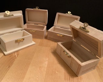 Small Unfinished Wood Jewelry Box: Handmade Keepsake Gift Box