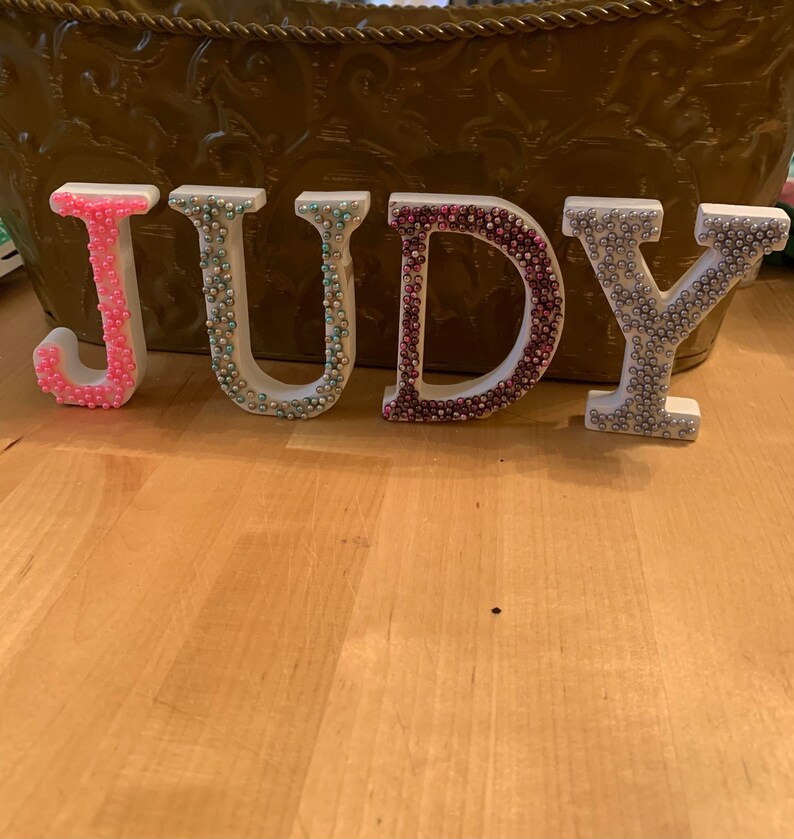 Judith Letters Custom Beaded Wood Letter: 3-inch Nursery Decor - Etsy