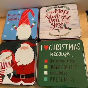 Keksdose, Geschenkdose, Konfektdose zum Verschenken. Auswahl aus 4 Weihnachtsmotiven. Maße: 13 x 12 x 5 cm.
