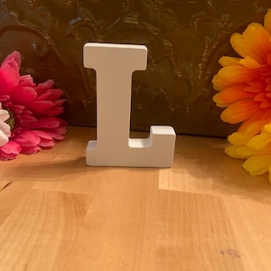 Letras de madera de pie, estilo blanco de 3 pulgadas, letra L