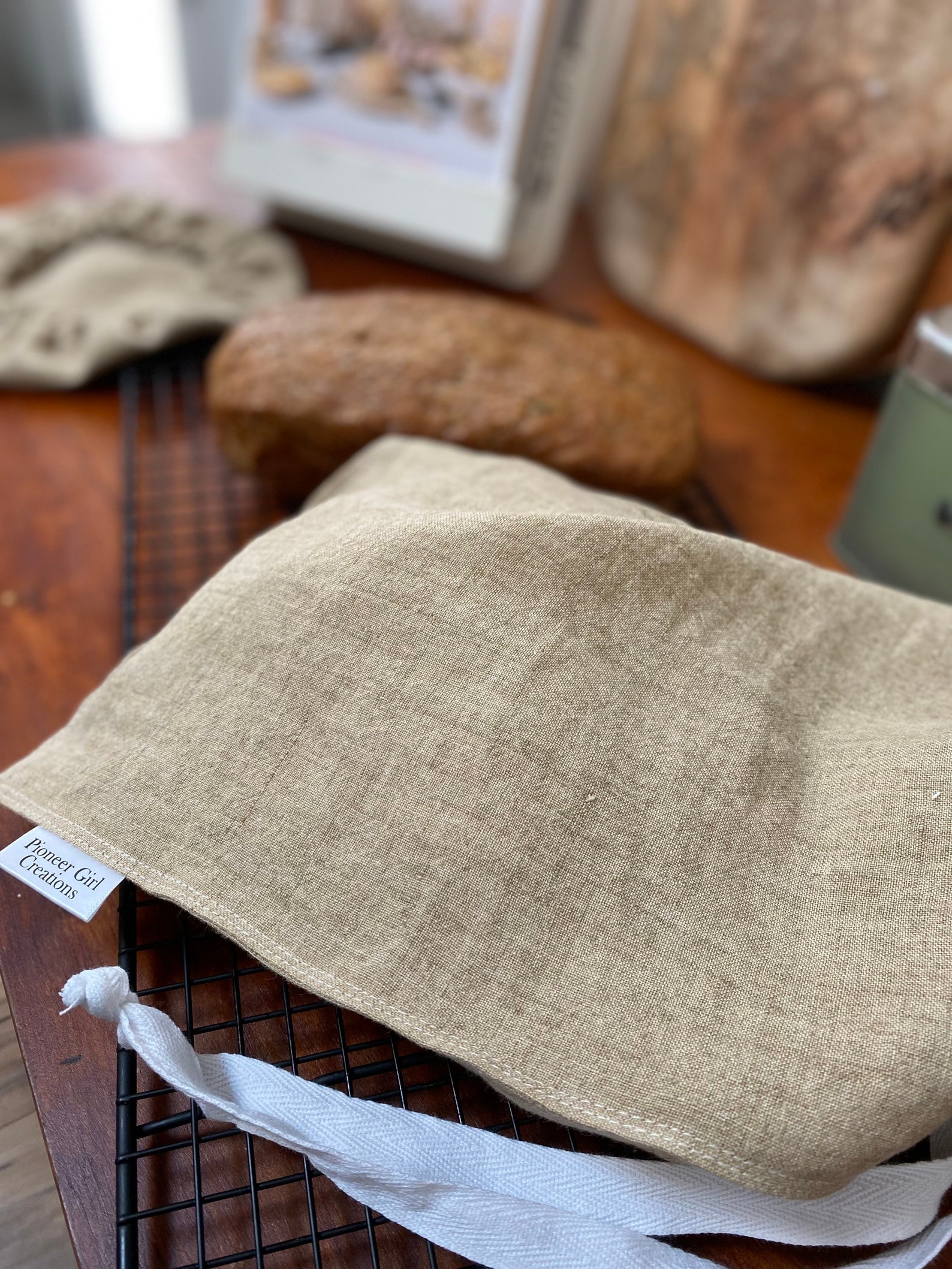 Linen Bread Bag & Bowl Cover Set Etsy
