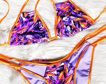 Strappy, colorful, sexy, unique bikini. Custom made, made to order swimwear.