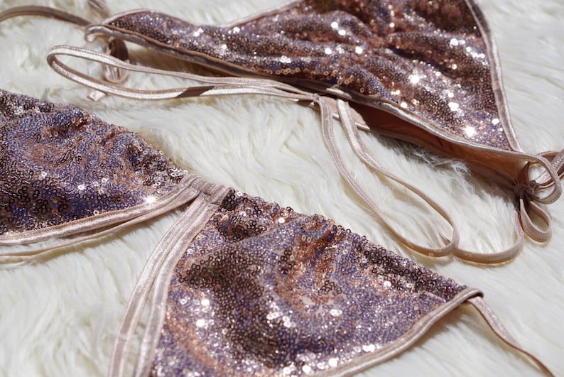 Sequin Bikini. Unique Strappy Fashion Swimwear. Sexy Etsy