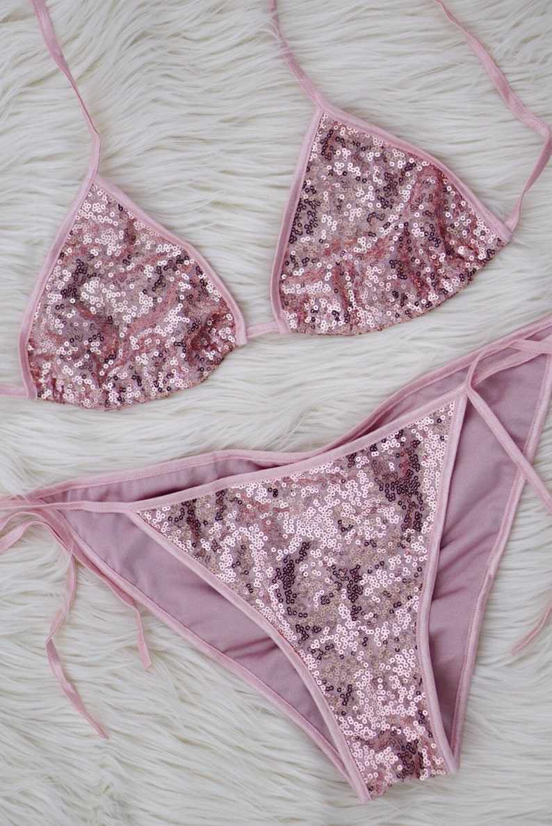 Sexy Sequin Rose Gold Bikini. Unique Made to Order Bling Etsy