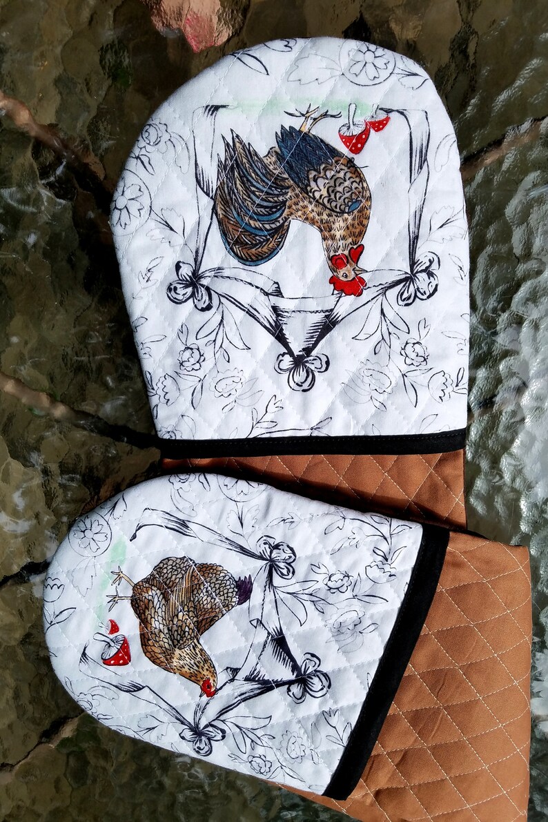 Two handed hot pads Double oven mitts One Piece Casserole | Etsy