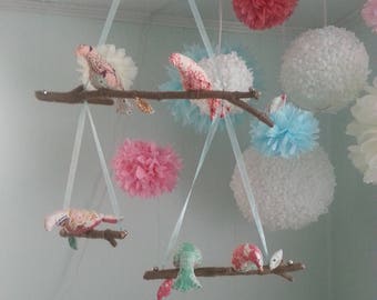 Nursery Mobile, Bird Mobile, Handmade Nursery Mobile, Vintage Mobile, Nursery Decor, Custom Nursery Mobile