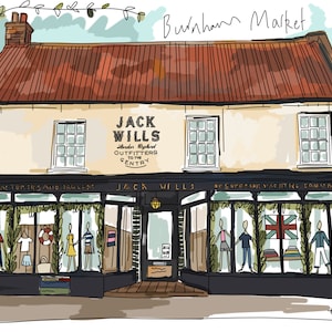 Personalised Custom Building / House / Venue illustration A4 Art Print, Birthday, Wedding Gift