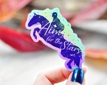 Sticker Hunter Jumper: sticker ruiterpaard, holografisch vinyl
