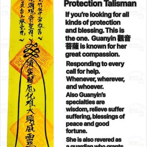Handmade Comprehensive Protection Kuan yin/Guanyin Blessing for All Purpose Talisman/Guardian Defense Fulu/Amulet/Lucky Charm