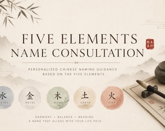 Personalisierter chinesischer Name basierend auf fünf Elementen | BaZi Namenslesung | Taoistisch inspirierte Namens-Service 名字