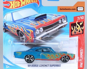 Hot Wheels '69 Dodge Coronet Superbee Blue HW Flames Perfect Birthday  Gift Role Playing Miniature Toy Car