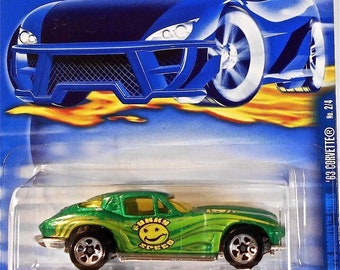 Hot Wheels 1963 Corvette Hippie Mobiles Green HW Racing 2001 Perfect Birthday Gift Miniature Collectable Toy Car