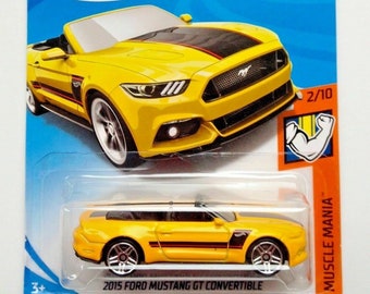 Hot Wheels  Ford Mustang GT Convertible Yellow Muscle Mania  Perfect Birthday  Gift Rare Miniature Collectable Model Toy Car